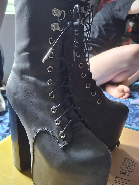 Current Mood Shoes - Current Mood Black Lace-Up Platform Ankle Boots